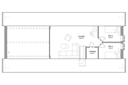 Planritning loftplan Alster 35-112 FHV, lofthus 128 kvm