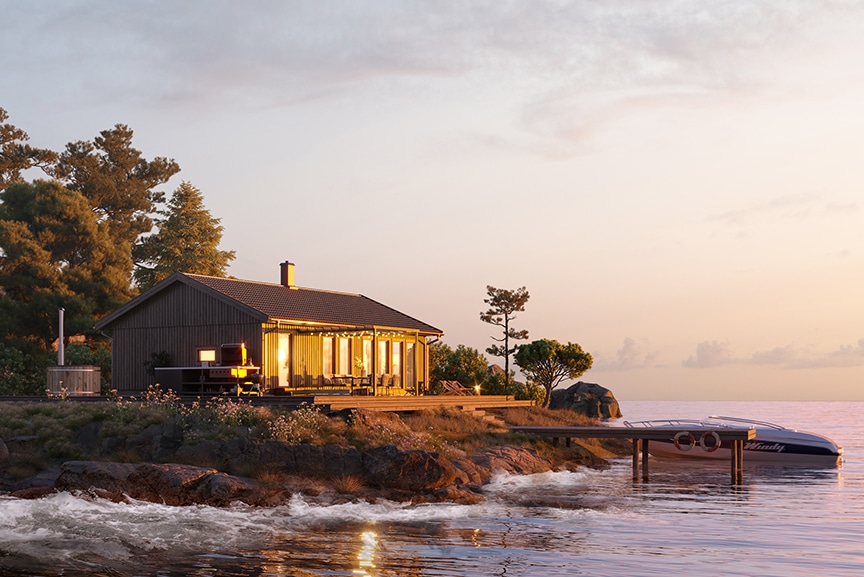 Sandhamn 23-95, enplans fritidshus 84 kvm i skärgårdsmiljö