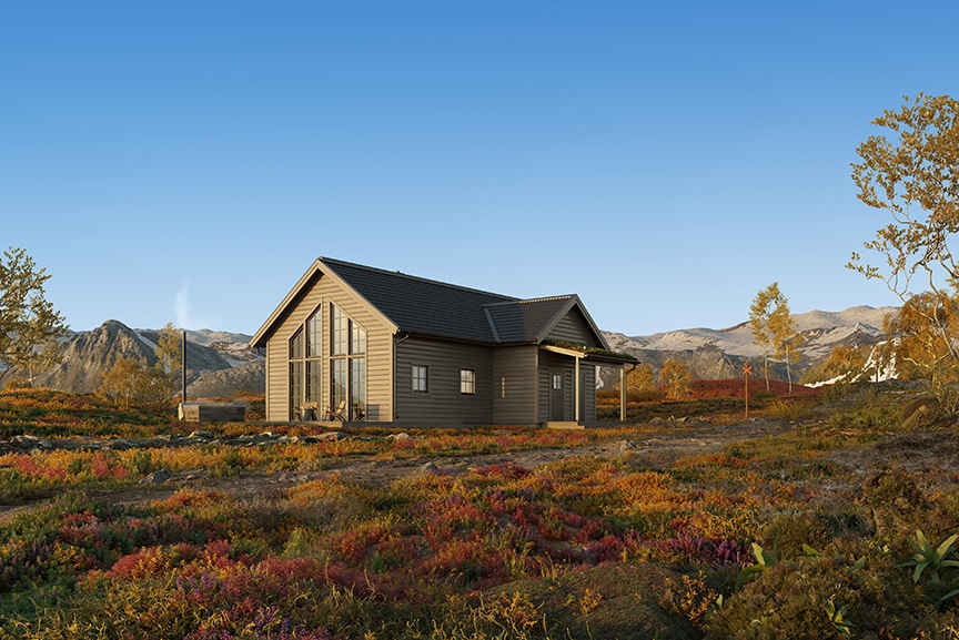 Sonfjället 35-101, fjällstuga med loft timmerhus 111 kvm i höstig fjällmiljö