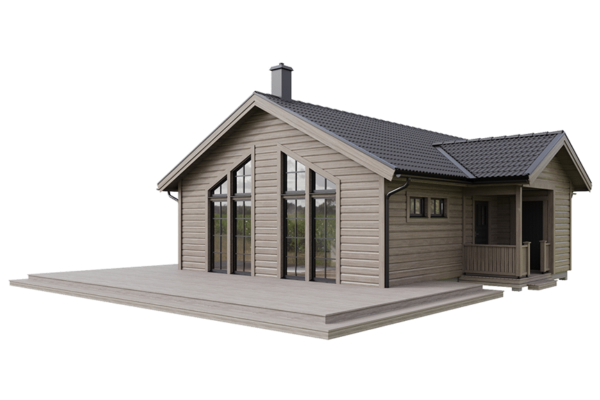 Sylarna 92, enplans fjällstuga timmerhus 74 kvm