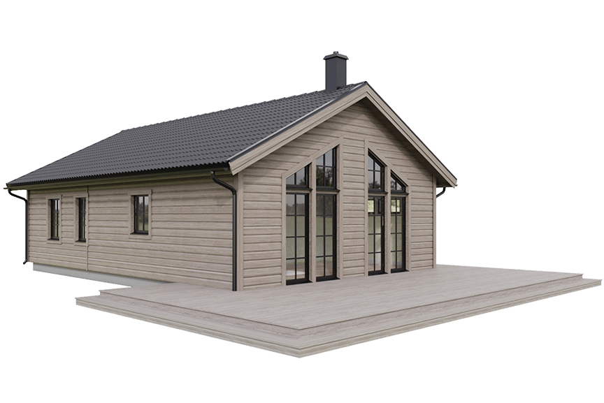 Sylarna 92, enplans fjällstuga timmerhus 74 kvm