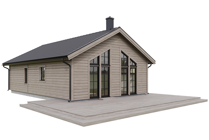 Sylarna 96, enplans fjällstuga timmerhus 81 kvm