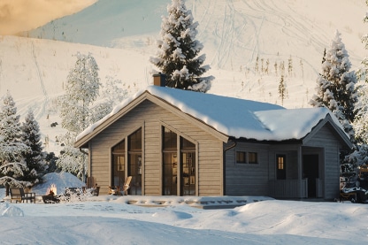 Husserien Sylarna - fjällstugor enplanshus timmerhus tjärvitriol