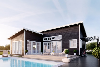 Husserien Trend - moderna fritidshus enplans vinkelhus