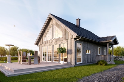 Husserien Agö - fritidshus lofthus med högt i tak