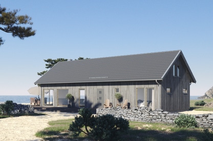 Hussserien Alster - fritidshus ladhus med loft och stora fönsterpartier